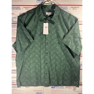 SOLD OUT Lacoste Button-up Relaxed Fit All Over Logo Print Shirt Green Cotton XL